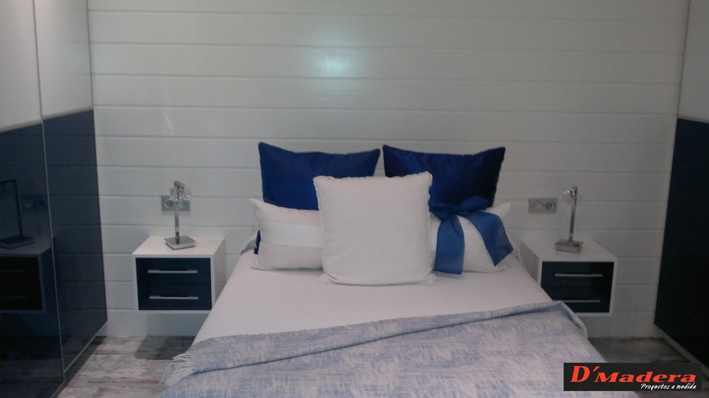 Dormitorio cristal azul/blanco